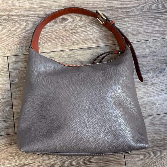 Dooney & Bourke Taupe and Coral Hobo Bag - Picture 7 of 16